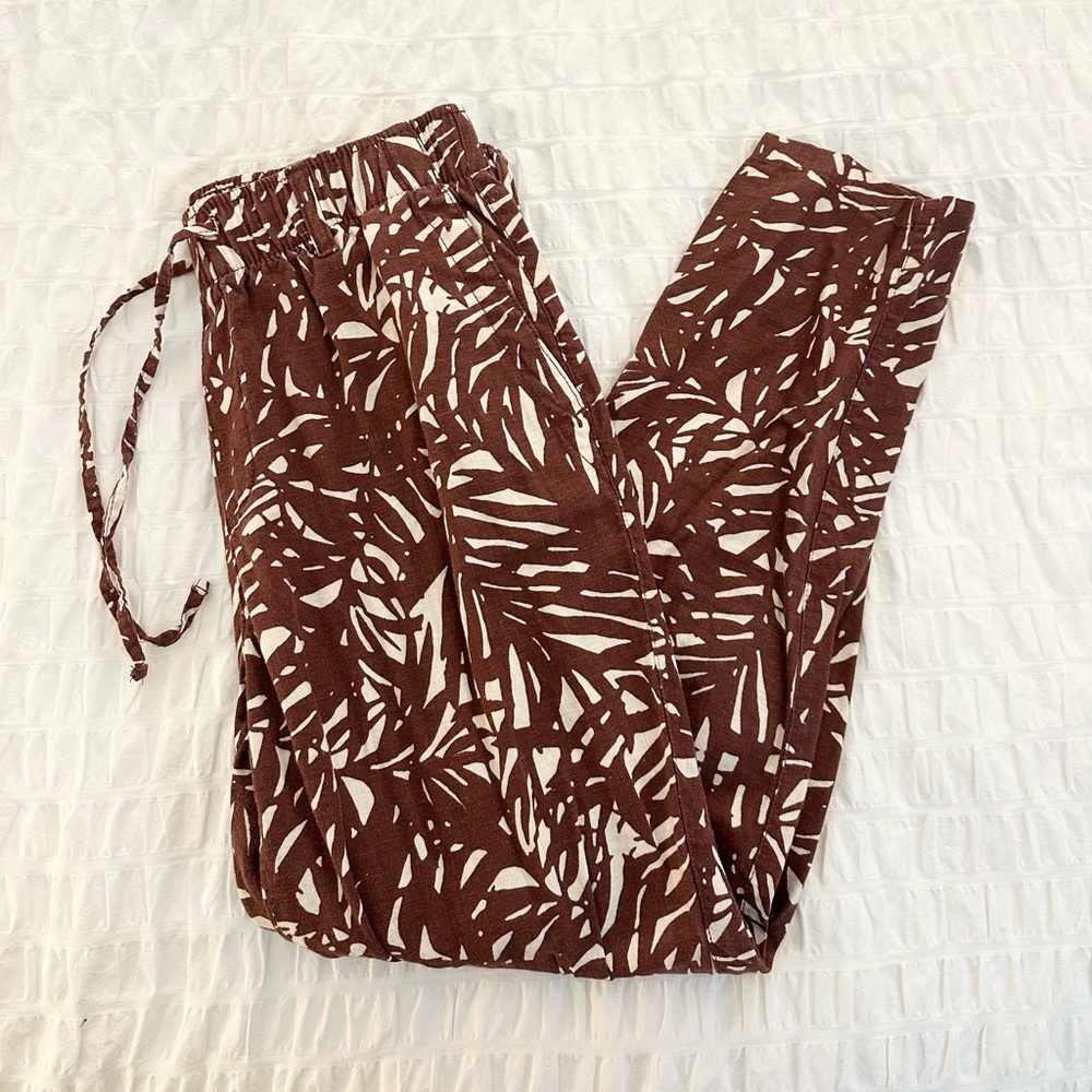 Old Navy Palm Print Linen Blend Jogger Pants